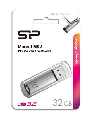 SILICON POWER USB Flash Drive Marvel M02, 32GB, USB 3.2, γκρι