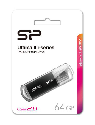 SILICON POWER USB Flash Drive Ultima II-I, 64GB, USB 2.0, μαύρο