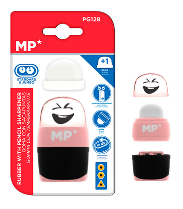 MP γόμα & ξύστρα με κάδο PG128-OR, ροζ