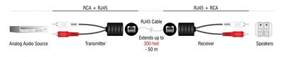DELOCK audio extender 87857 RCA σε RCA, μέσω καλωδίου RJ45, έως 50m
