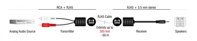 DELOCK audio extender 87859 3.5mm σε RCA, μέσω καλωδίου RJ45, έως 50m