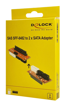 DELOCK κάρτα επέκτασης SAS SFF-8482 σε 2x SATA 62469, Hot Swap