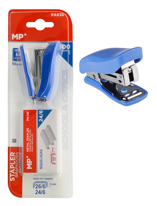 MP mini συρραπτικό με ανταλλακτικά PA636, 24/6-26/6, 10 φύλλα, μπλε