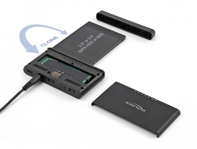 DELOCK θήκη M.2 NVMe & SATA SSD/HDD 64190, 10Gbps, λειτουργία κλώνου