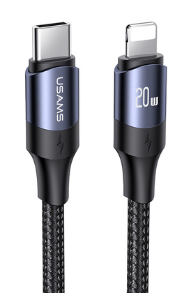USAMS καλώδιο Lightning σε USB-C US-SJ521, 20W PD, 1.2m, μαύρο