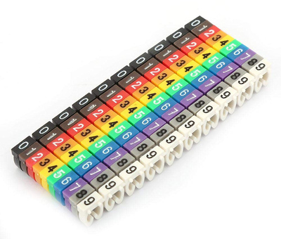POWERTECH clip αρίθμησης καλωδίου No. 0-9 CLIP-024, πολύχρωμα, 10τμχ