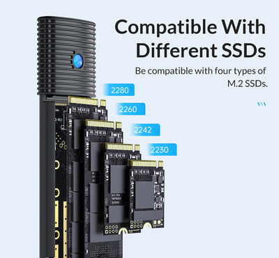 ORICO θήκη για Μ.2 SATA SSD PWM2-BK-EP, 5Gbps, έως 4TB, μαύρη