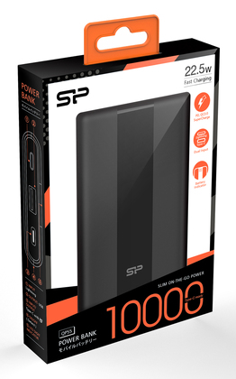 SILICON POWER power bank QP55, 10000mAh, USB & USB-C, 22.5W, LCD, μαύρο
