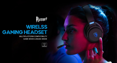 SADES gaming headset Runner, wireless & wired, multiplatform, BT, μαύρο