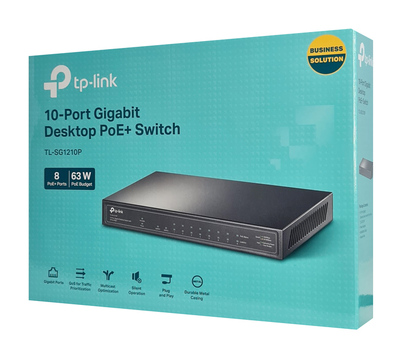 TP-LINK desktop switch TL-SG1210P, 10-Port Gigabit, 8x PoE+, Ver. 3.0