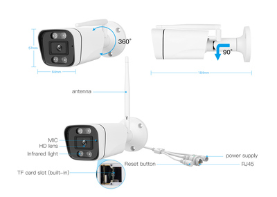 VSTARCAM smart IP κάμερα CS58, IP66, 3MP, WiFi, ανίχνευση καπνού
