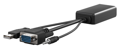 GOOBAY αντάπτορας VGA σε HDMI 61259, 3.5mm Jack, 1080p/60Hz, μαύρος