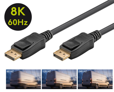 GOOBAY καλώδιο DisplayPort 61697, 8K/60Hz, 32.4 Gbit/s, 2m, μαύρο