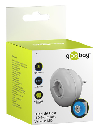 GOOBAY LED φωτιστικό νυκτός 64567, πρίζα schuko, 3 χρώματα φωτός, 6500K