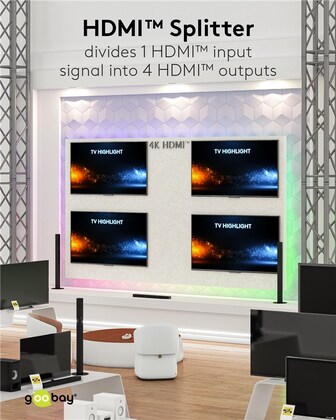 GOOBAY HDMI splitter 58483, 1-in σε 4-out, 4K/60Hz, μαύρο