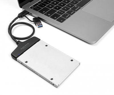 DELOCK καλώδιο σύνδεσης HDD/SSD 61042, USB/USB-C σε SATA, 6Gbps, μαύρο