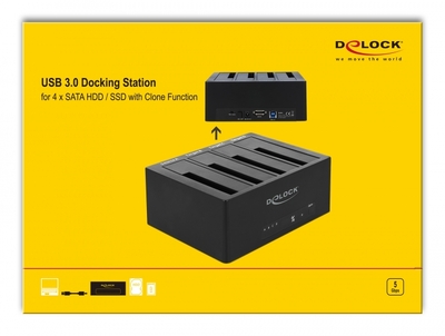DELOCK docking station 64063, clone function, 4x HDD/SSD 6Gb/s, μαύρο
