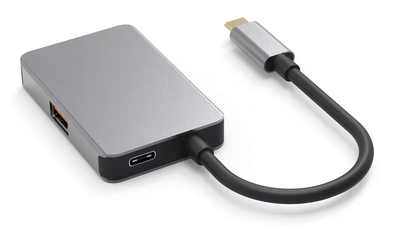 POWERTECH USB hub PTH-102, 4x θυρών, 10Gbps, USB-C σύνδεση, γκρι