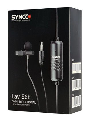 SYNCO μικρόφωνο Lav-S6E με clip-on, omnidirectional, 3.5mm, 6m, μαύρο