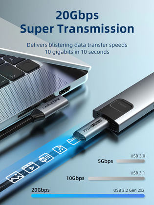 CABLETIME καλώδιο USB-C C160, γωνιακό, PD 100W, 20Gbps, 4K, 1m, μαύρο