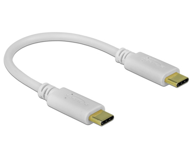 DELOCK καλώδιο USB-C 85357, 100W PD, 5A, 15cm, E-Marker, λευκό