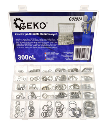 GEKO σετ αλουμινένιες ροδέλες G02824, διάφορα μεγέθη, 300τμχ