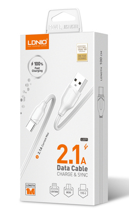 LDNIO καλώδιο Micro USB σε USB LS371, 10.5W, 1m, λευκό