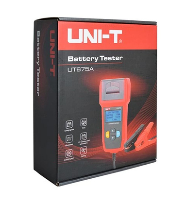 UNI-T tester μπαταρίας αυτοκινήτων UT675A με κροκοδειλάκια & εκτυπωτή