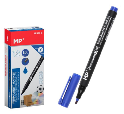 MP ανεξίτηλος μαρκαδόρος PE417-S για CD-DVD, 1mm, μπλε, 12τμχ