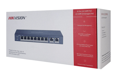 HIKVISION Unmanaged Switch DS-3E0310P-E/M, 8x PoE ports, 60W, 100Mbps
