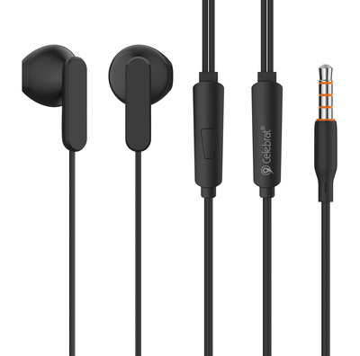 CELEBRAT earphones με μικρόφωνο G23, 3.5mm σύνδεση, Φ14mm, 1.2m, μαύρα