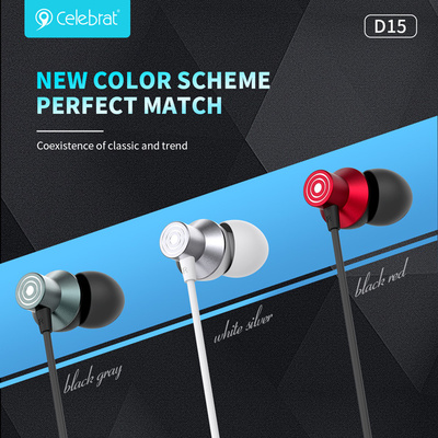 CELEBRAT earphones με μικρόφωνο D15, USB-C σύνδεση, Φ10mm, 1.2m, κόκκινα