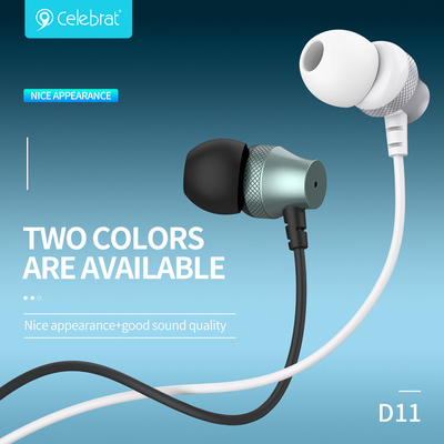 CELEBRAT earphones με μικρόφωνο D11, 3.5mm σύνδεση, Φ10mm, 1.2m, λευκά