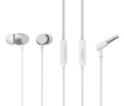 CELEBRAT earphones με μικρόφωνο D10, 3.5mm σύνδεση, Φ10mm, 1.2m, λευκά