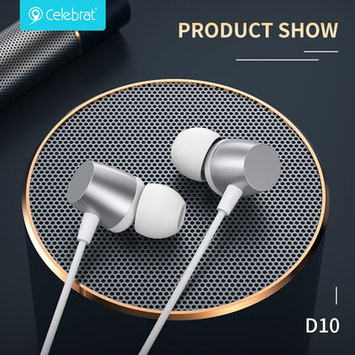 CELEBRAT earphones με μικρόφωνο D10, 3.5mm σύνδεση, Φ10mm, 1.2m, λευκά