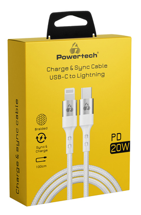 POWERTECH καλώδιο USB-C σε Lightning PTR-0127, PD 20W, copper, 1m, λευκό