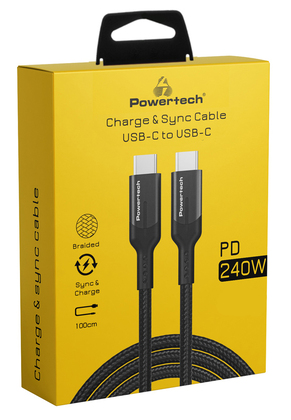 POWERTECH καλώδιο USB-C PTR-0140, PD 240W 5A, copper, 1m, μαύρο