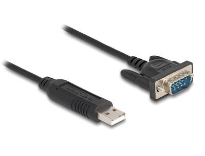 DELOCK καλώδιο USB σε RS-232 66461, 921.6Kbps, 50cm, μαύρο