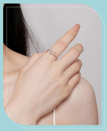 BAMOER δαχτυλίδι SCR923, κυβική ζιρκόνια, ανοιγόμενο, ασήμι 925, ασημί