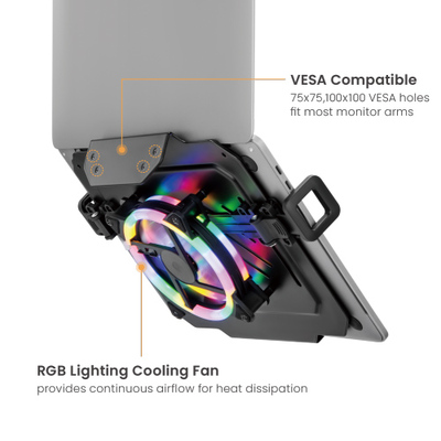 BRATECK βάση & ψύξη laptop NBH-8GL για βάση VESA, RGB, έως 17", μαύρη