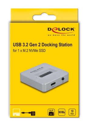 DELOCK docking station 64000 για M.2 NVMe SSD, 10Gbps, γκρι