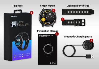 ZEBLAZE smartwatch Stratos 2 Lite, heart rate, 1.32", GPS, 5 ATM, μαύρο