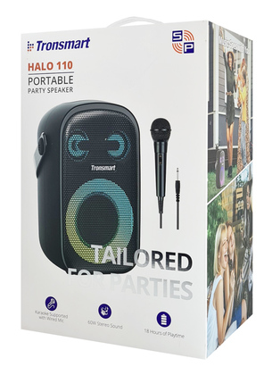 TRONSMART φορητό ηχείο Halo 110 με μικρόφωνο, 60W, 12000mAh, LED, μαύρο