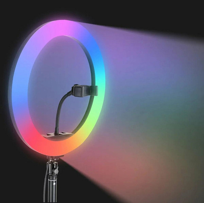 Φωτιστικό δαχτυλίδι LED ZD67D με τρίποδα, Φ30cm, 11W, RGB