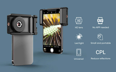 APEXEL φακός μικροσκόπιο APL-MS009 για smartphone κάμερα, 100x zoom, LED