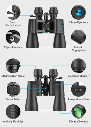 APEXEL κιάλια APS-PB10-30X50, 10x-30x zoom, Φ 50mm, μαύρα