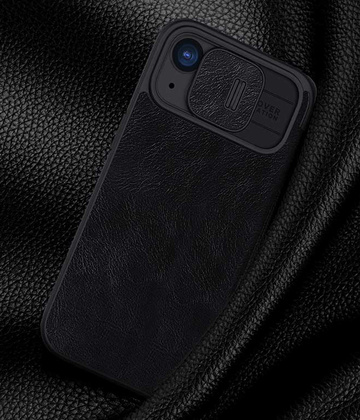 NILLKIN θήκη Qin Pro για iPhone 15, δερμάτινη, μαύρη