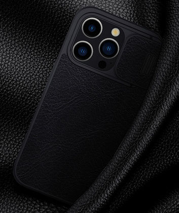 NILLKIN θήκη Qin Pro για iPhone 15 Pro Max, δερμάτινη, μαύρη