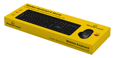 POWERTECH set ποντίκι & πληκτρολόγιο PT-1154, 2.4GHz & Bluetooth, μαύρο
