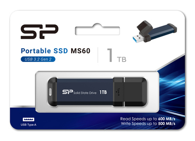 SILICON POWER εξωτερικός SSD MS60, 1TB, USB 3.2, 600-500MBps, μπλε